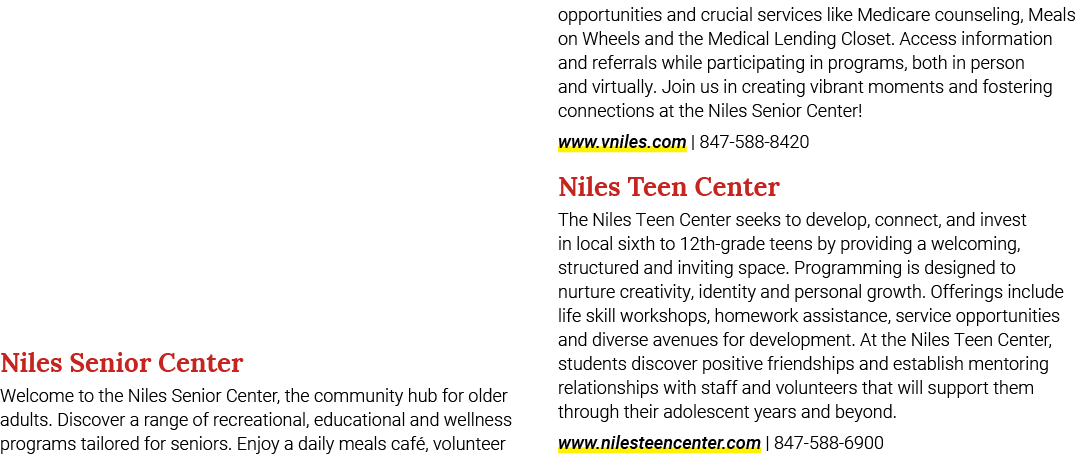 Niles Senior Center Welcome to the Niles Senior Center, the community hub for older adults. Discover a range of recre...