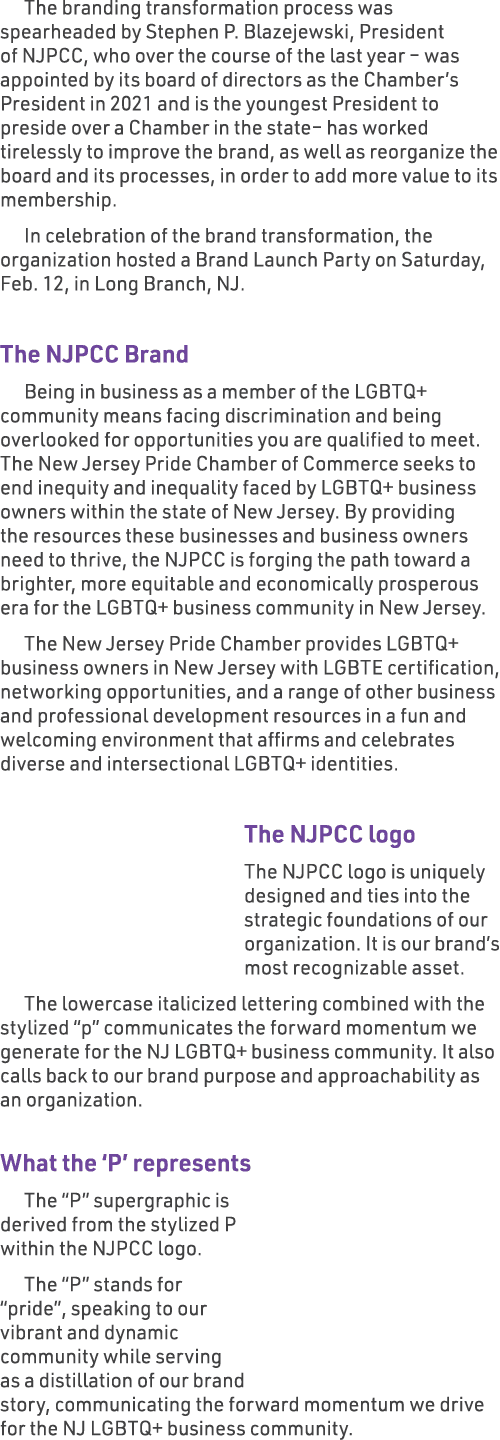 The branding transformation process was spearheaded by Stephen P. Blazejewski, President of NJPCC, who over the cours...