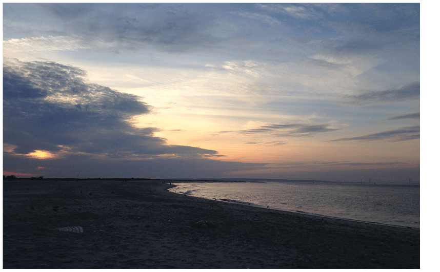 Sunset at Gunnison Nude Beach in Sandy Hook, NJ.