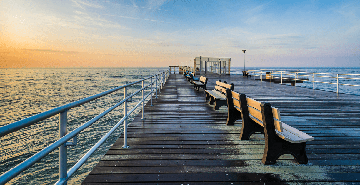 The fishing pier at sunrise in Ventnor City, New Jersey