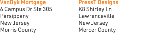 VanDyk Mortgage 6 Campus Dr Ste 305 Parsippany New Jersey Morris County PressT Designs K8 Shirley Ln Lawrenceville Ne...