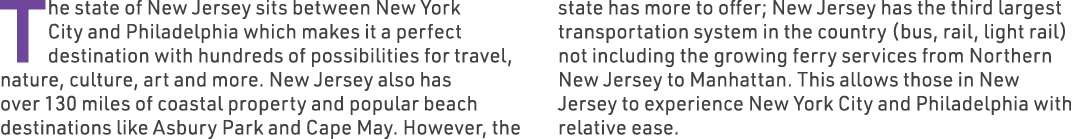 The state of New Jersey sits between New York City and Philadelphia which makes it a perfect destination with hundred...