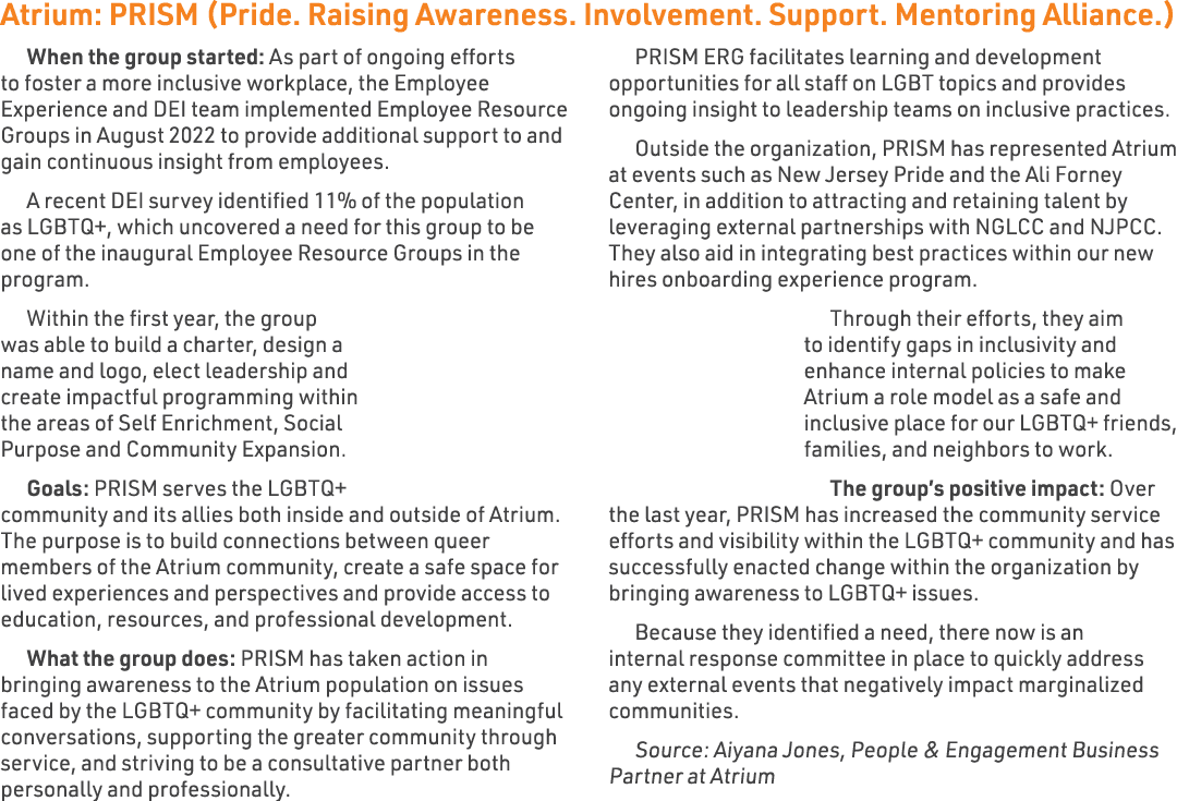 Atrium: PRISM (Pride. Raising Awareness. Involvement. Support. Mentoring Alliance.) When the group started: As part o...
