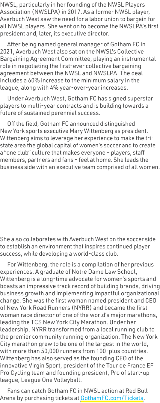NWSL, particularly in her founding of the NWSL Players Association (NWSLPA) in 2017. As a former NWSL player, Averbuc...