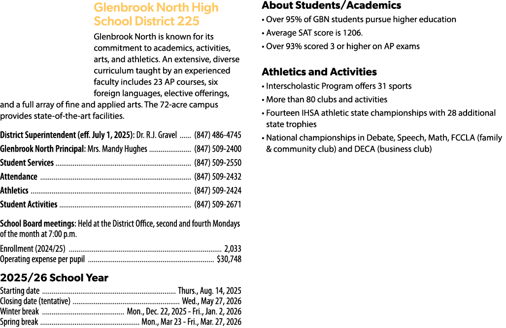 Glenbrook North High School District 225 Glenbrook North is known for its commitment to academics, activities, arts, ...