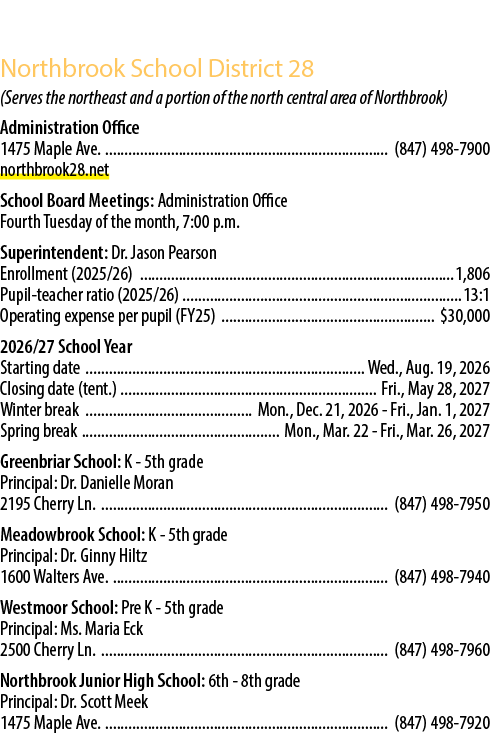 Northbrook School District 28 (Serves the northeast and a portion of the north central area of Northbrook) Administra...