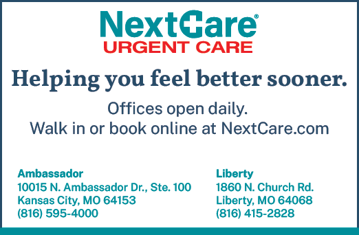 A flyer for NextCare Urgent Care advertises their services, including walk-in or booked online appointments. AI generated content