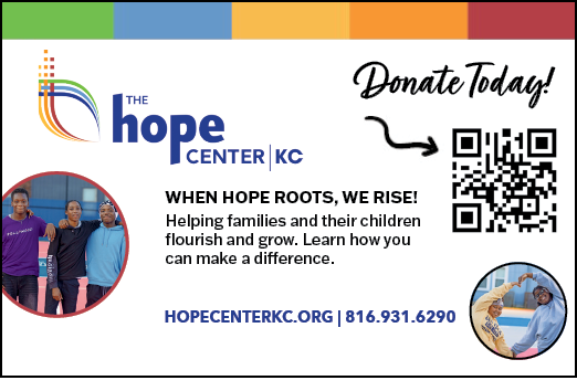 A flyer for the Hope Center KC is displayed. AI generated content