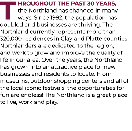 T hroughout the past 30 years, the Northland has changed in many ways. Since 1992, the population has doubled and bus...