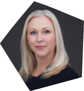 A woman with blonde hair and blue eyes is wearing a black shirt. AI generated content