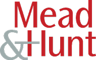 A red and white logo for Mead & Hunt. AI generated content