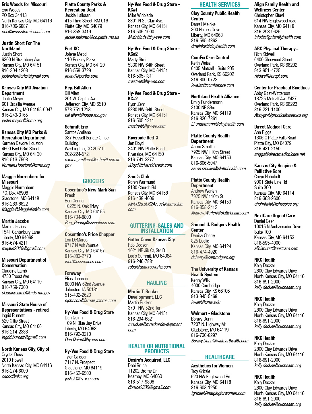 A poster with a list of phone numbers and addresses of various businesses. AI generated content