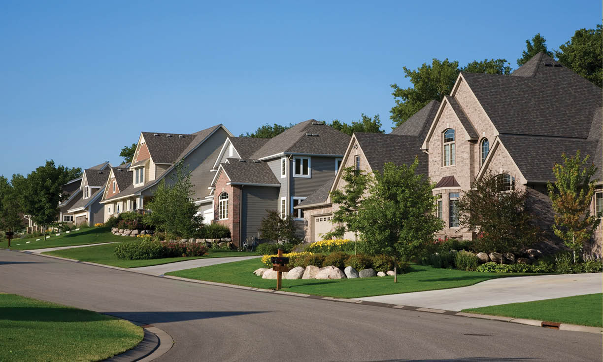 Nice upscale homes on suburban street