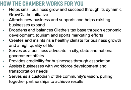 How the Chamber works for you • Helps small business grow and succeed through its dynamic GrowOlathe initiative • Att...