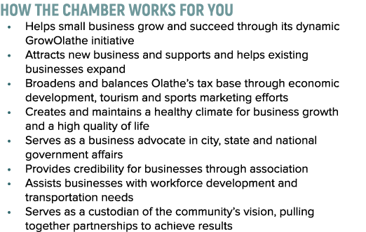 How the Chamber works for you • Helps small business grow and succeed through its dynamic GrowOlathe initiative • Att...