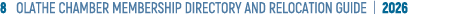 8 OLATHE CHAMBER MEMBERSHIP DIRECTORY AND RELOCATION GUIDE | 2026