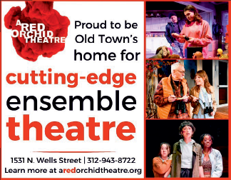 A flyer for the Red Orchid Theatre. Description generated by AI