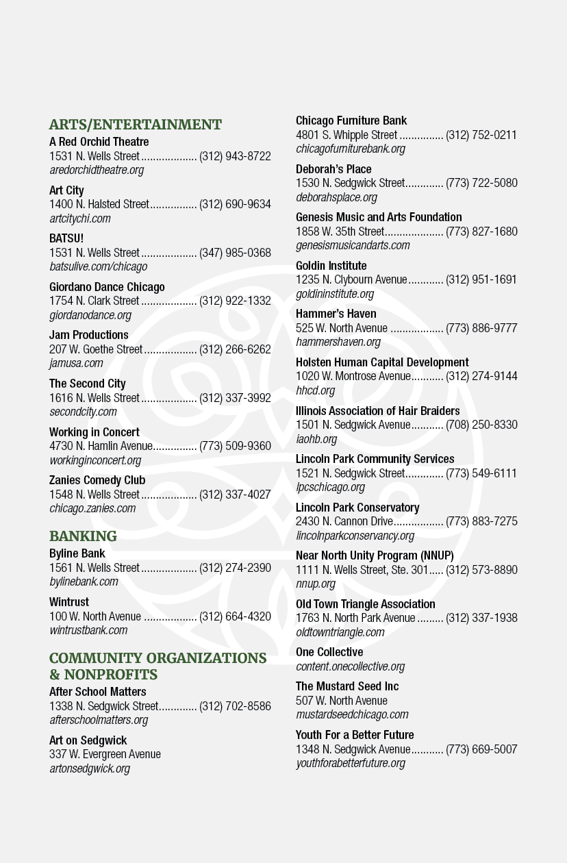 A list of businesses in Chicago. Description generated by AI