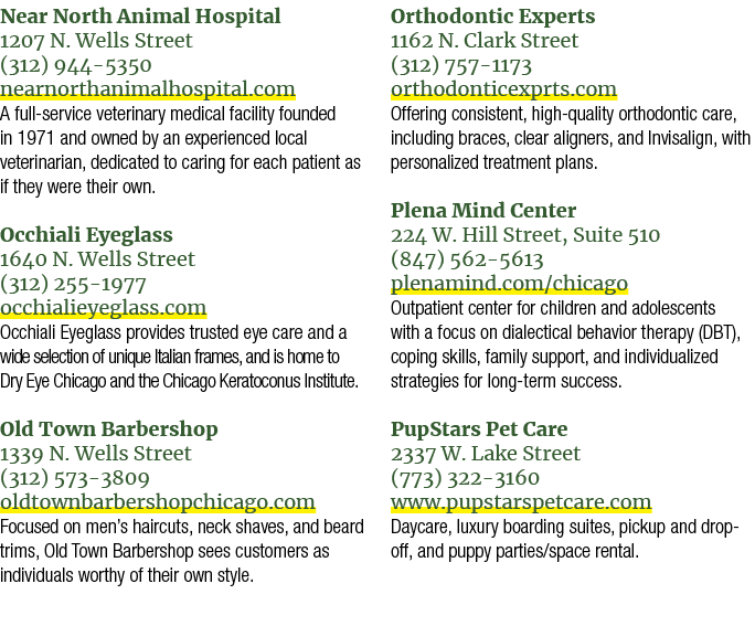 Near North Animal Hospital 1207 N. Wells Street (312) 944 5350 nearnorthanimalhospital.com A full service veterinary ...
