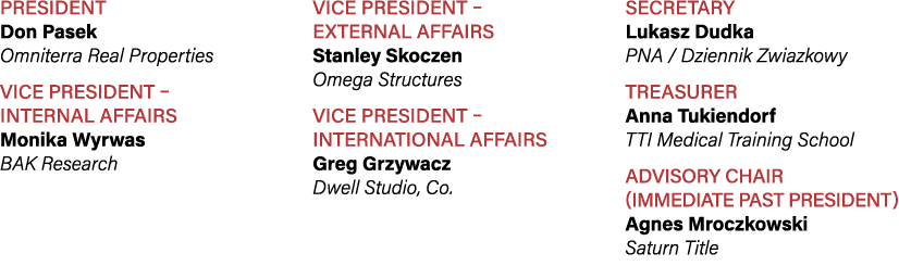 President Don Pasek Omniterra Real Properties Vice President – Internal Affairs Monika Wyrwas BAK Research Vice Presi...