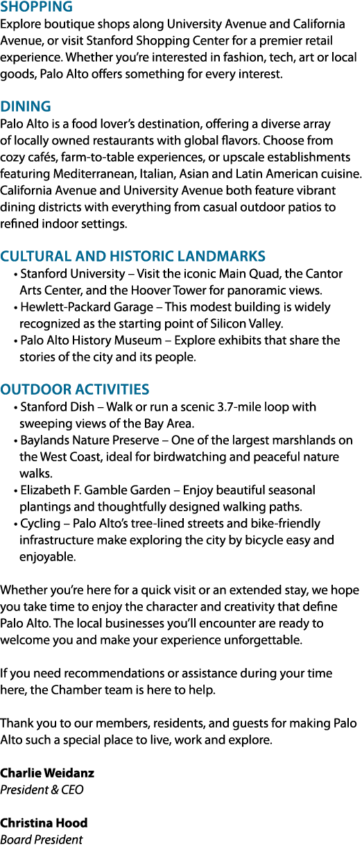 Shopping Explore boutique shops along University Avenue and California Avenue, or visit Stanford Shopping Center for ...