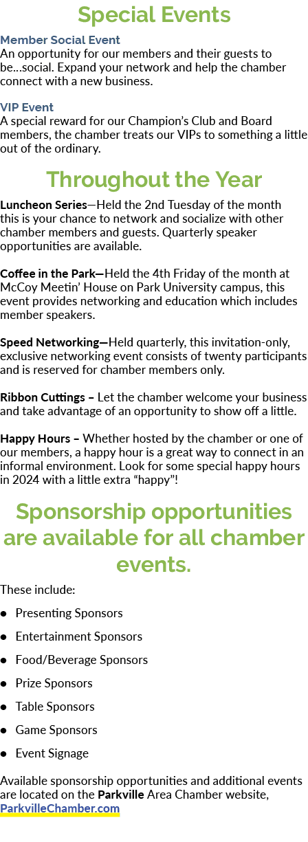 Special Events Member Social Event An opportunity for our members and their guests to be…social. Expand your network ...