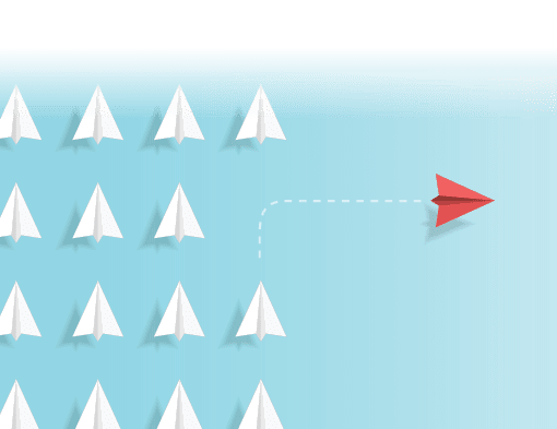 3d paper planes in the sky. Origami aircraft. Geometric shape symbol. Concept of business, leadership, success, education, teamwork mission , think different, standout vision, courage management