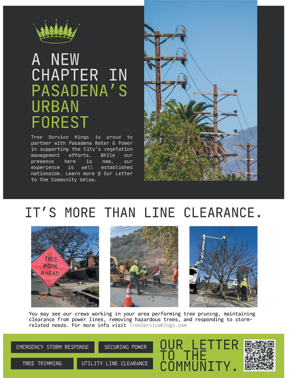 A flyer for a new chapter in Pasadena's urban forest. Description generated by AI