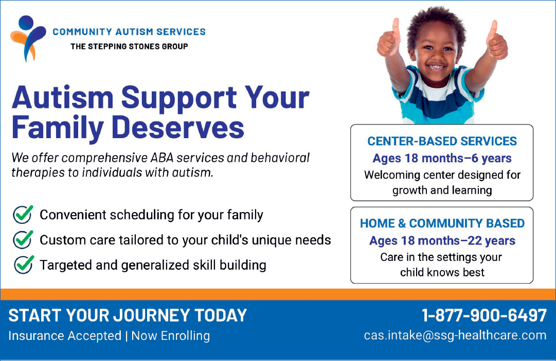 A flyer for autism support services. Description generated by AI