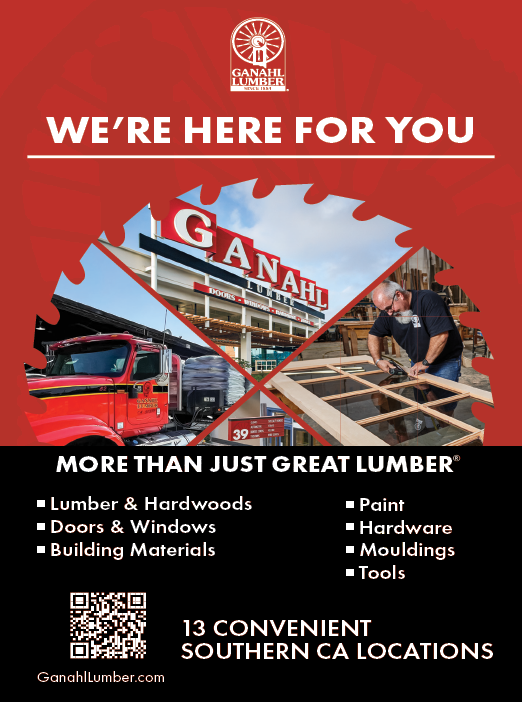 A red and white advertisement for a lumber company. Description generated by AI