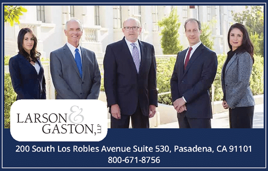 Five people in suits pose for a picture in front of a building. AI generated content
