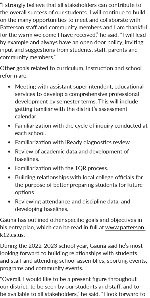 “I strongly believe that all stakeholders can contribute to the overall success of our students. I will continue to b...