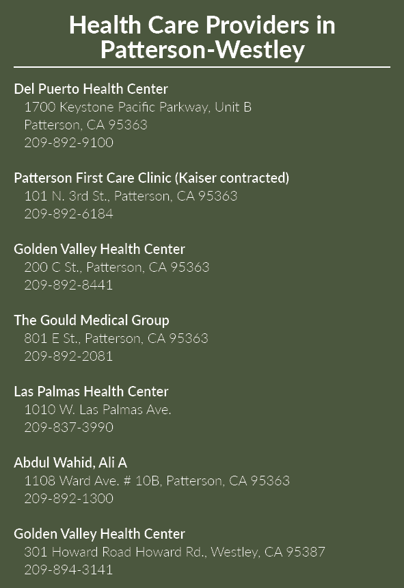 Health Care Providers in Patterson Westley Del Puerto Health Center 1700 Keystone Pacific Parkway, Unit B Patterson, ...