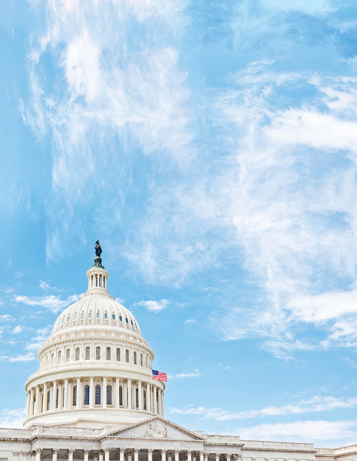United States Capitol dome in Washington DC with copyspace