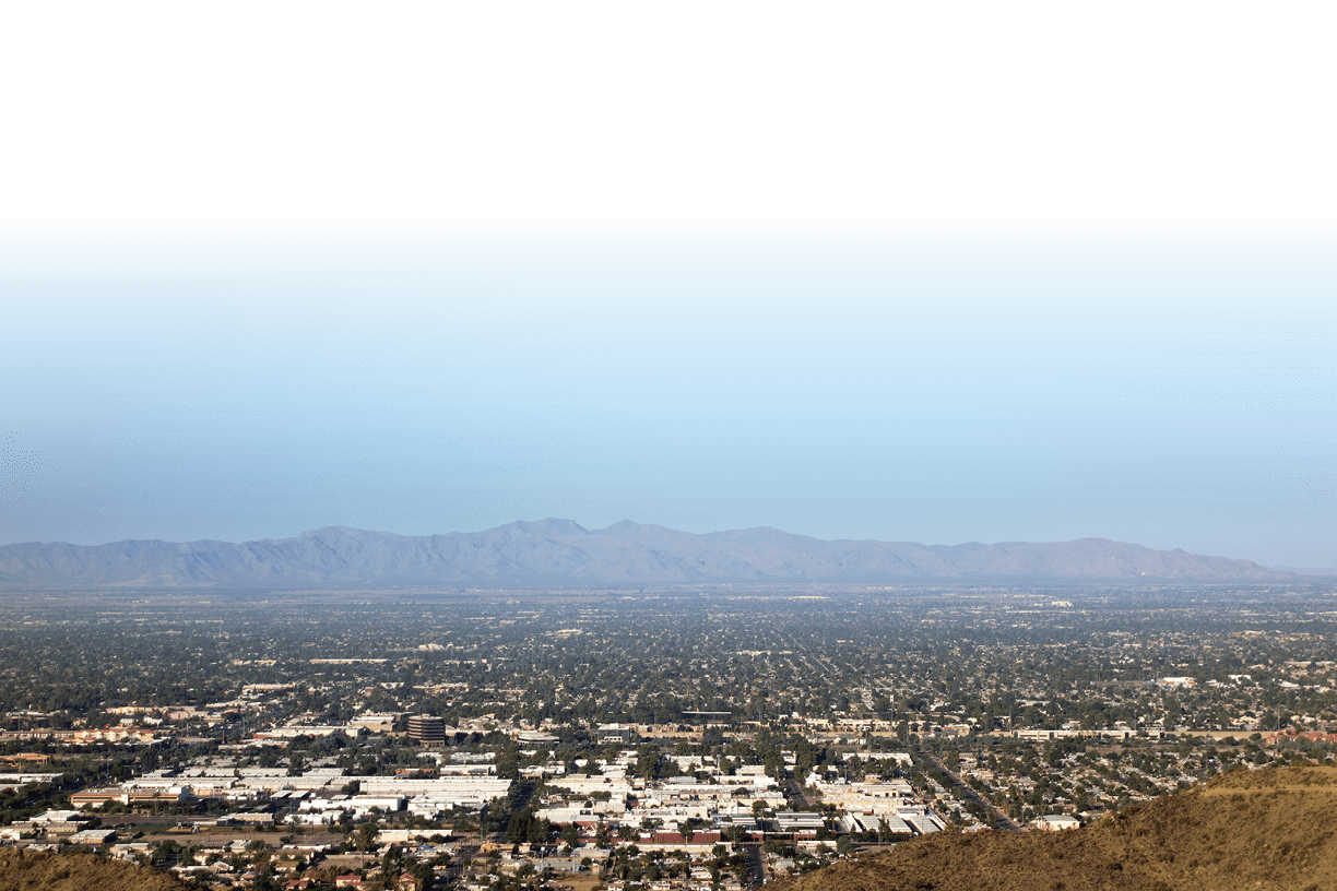 West side of Valley of the Sun looking at Glendale, Peoria and Phoenix as seen from North Mountain Park, Arizona
