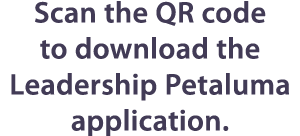 Scan the QR code to download the Leadership Petaluma application.