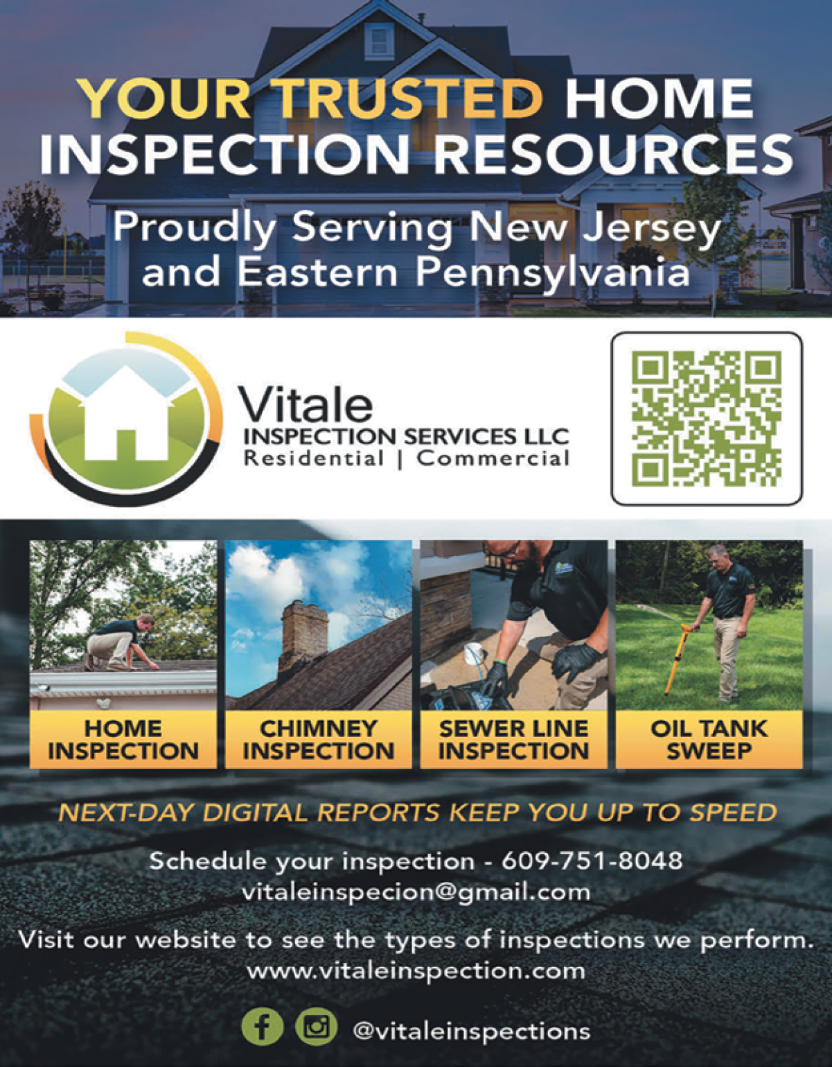 A flyer advertising a home inspection company in New Jersey and Eastern Pennsylvania. AI generated content