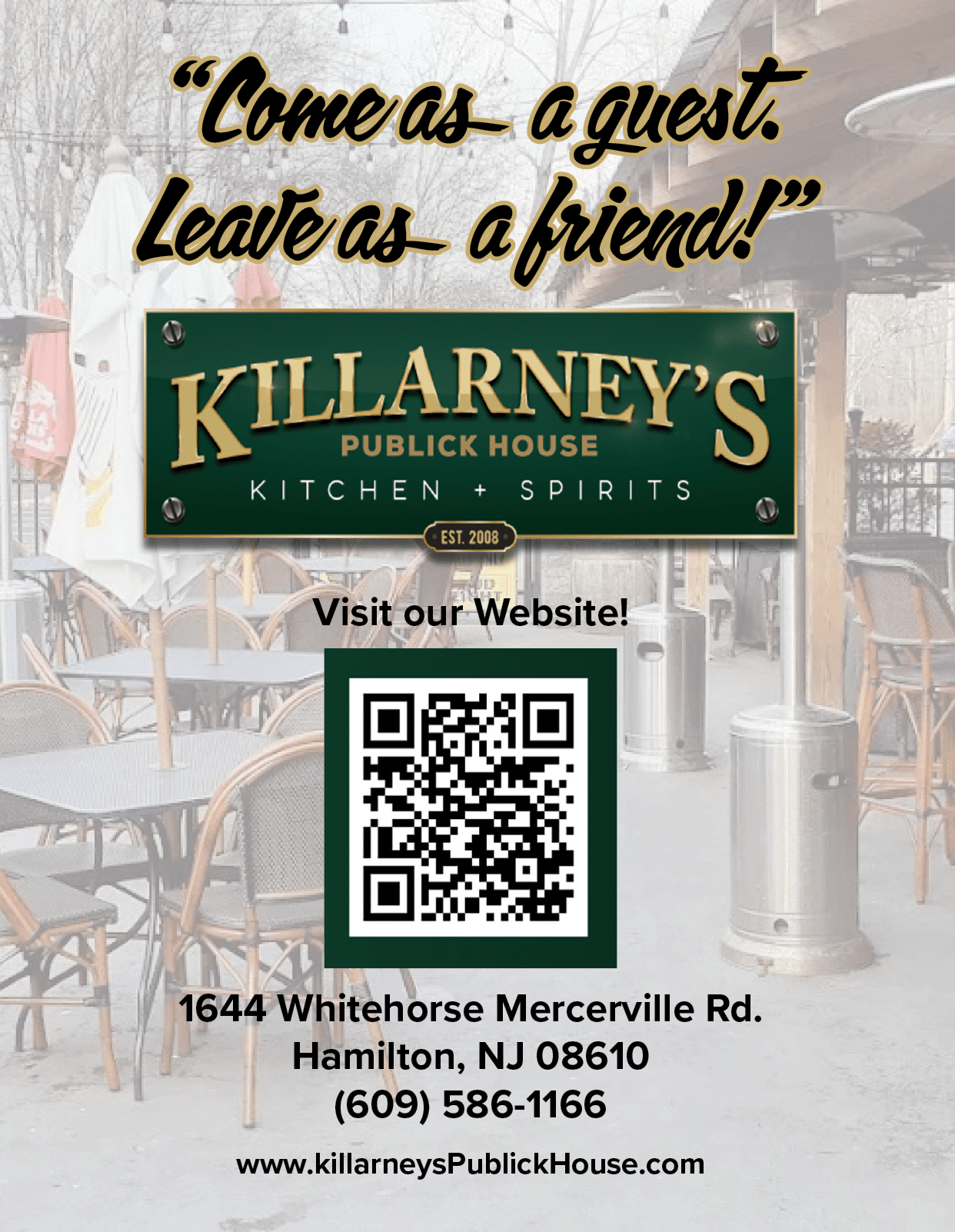 A white piece of paper with black text reading “Killian 6 7x11 1/2" on it. Description generated by AI
