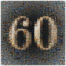 A collage of 60 images. Description generated by AI