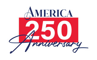 A logo for America 250th Anniversary. Description generated by AI