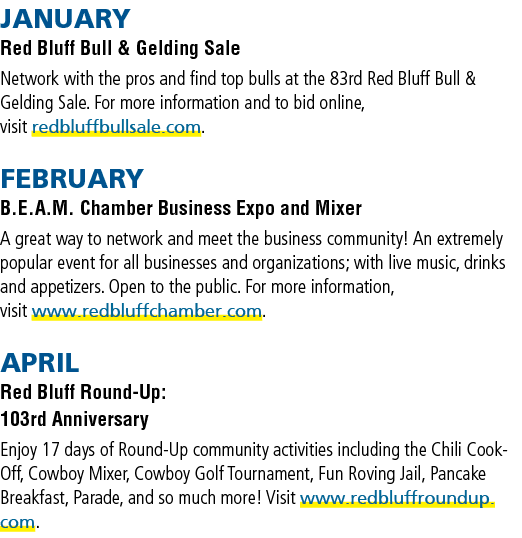 JANUARY Red Bluff Bull & Gelding Sale Network with the pros and find top bulls at the 83rd Red Bluff Bull & Gelding S...