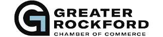 A logo for the Rockford Chamber of Commerce. Description generated by AI
