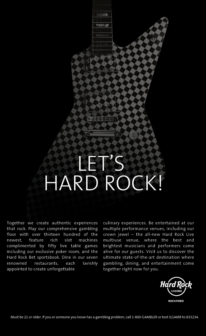 A white sign with black lettering that reads “KMK Media Group, Inc. for Hard Rock Casino." AI generated content