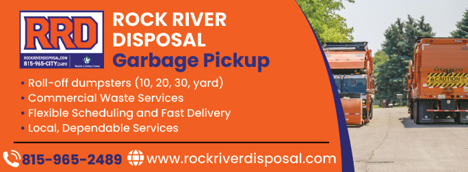 A 7x17 inch Rock River Disposal sign. AI generated content