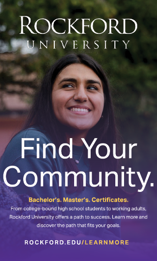 A Rockford University sign with the size 2.25 x 3.75. AI generated content