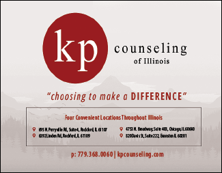 A 2.25 x 1.75 inch KP counseling of Illinois sign. AI generated content