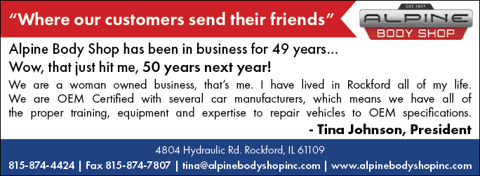 A 4.7 x 1.75 inch 665 size Alpine Body Shop Inc. label. AI generated content