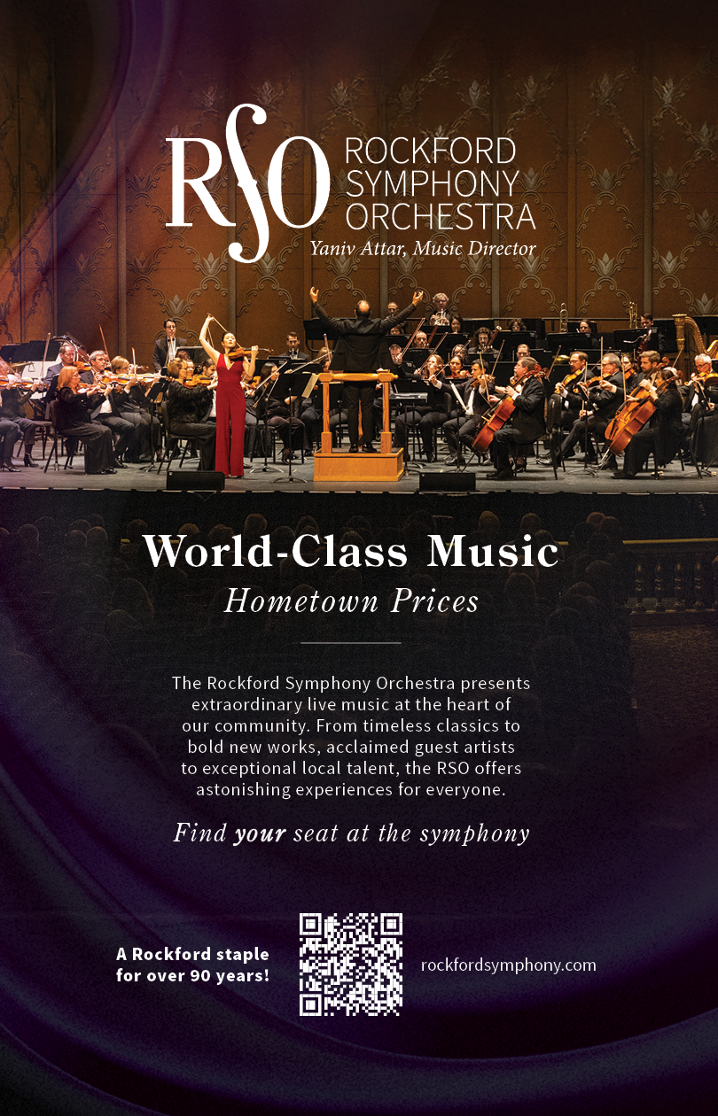 A white sheet of paper with the words Rockford Symphony Orchestra written on it. AI generated content