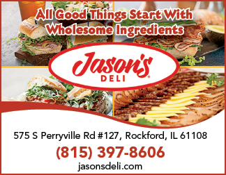 A white sign with black letters that reads “Jason's Deli 2.25 x 1.75". AI generated content