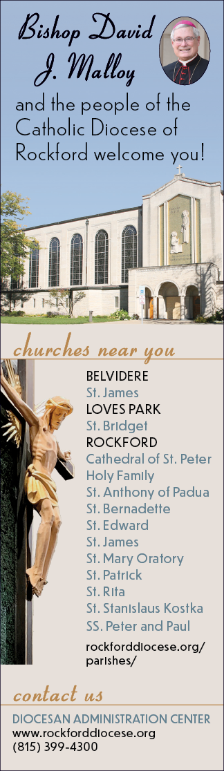 A book titled Catholic Dience of Rockford is displayed. AI generated content